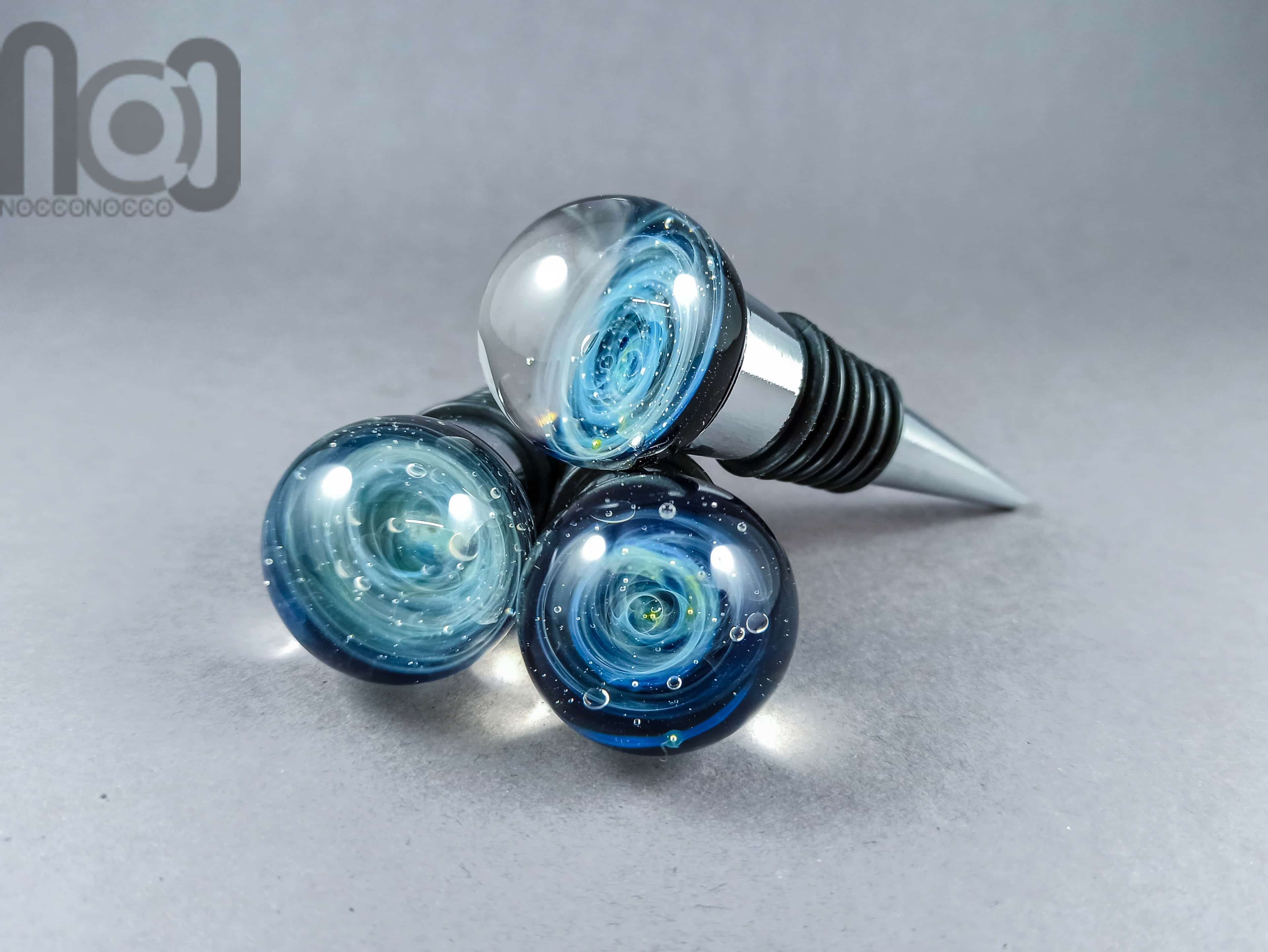 Galaxy Marble Wine Bottle Stopper — handmade borosilicate glass by NoccoNocco, made in Greece