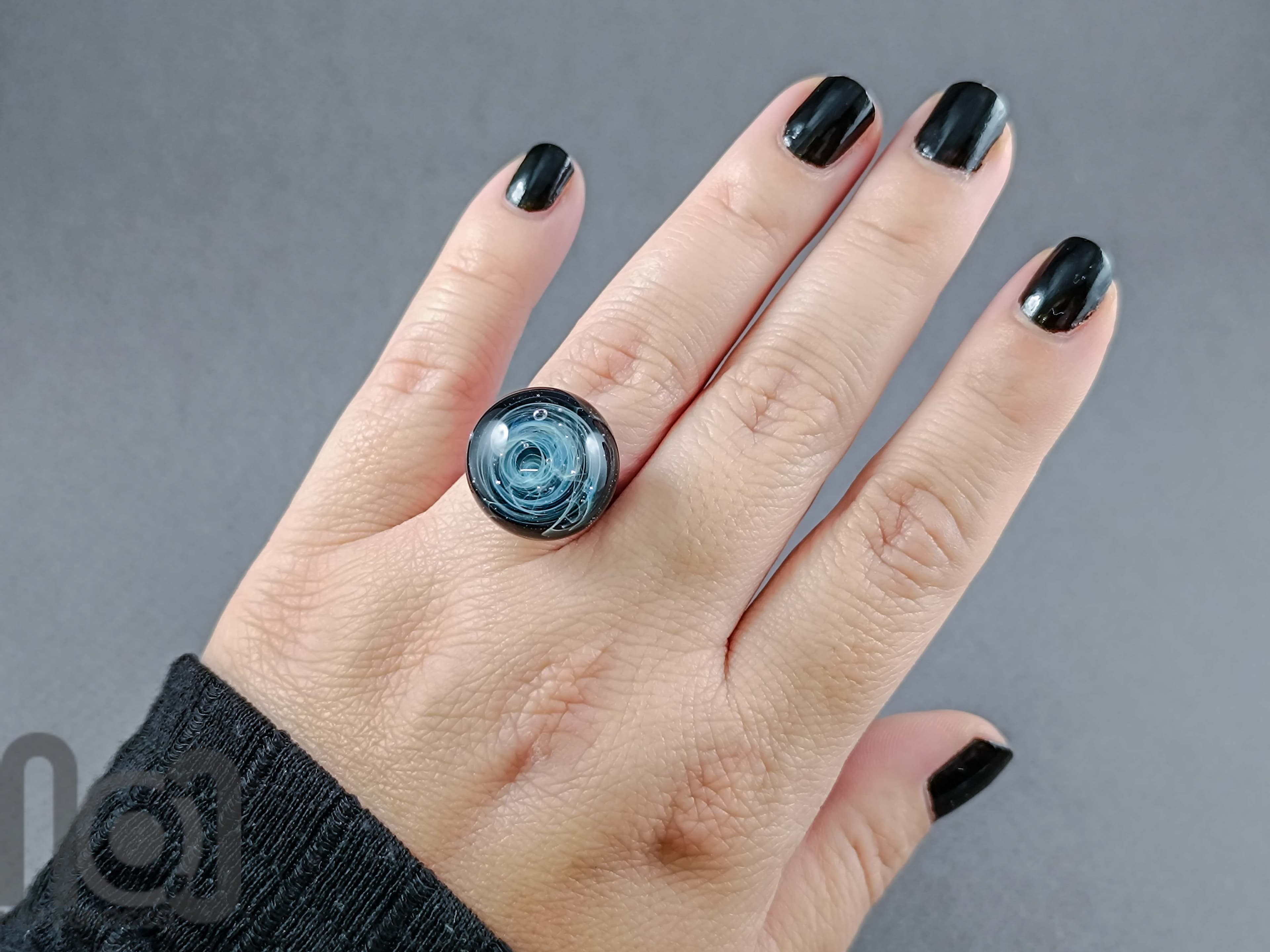 Galaxy Ring, v31 — handmade borosilicate glass by NoccoNocco, main view, made in Greece