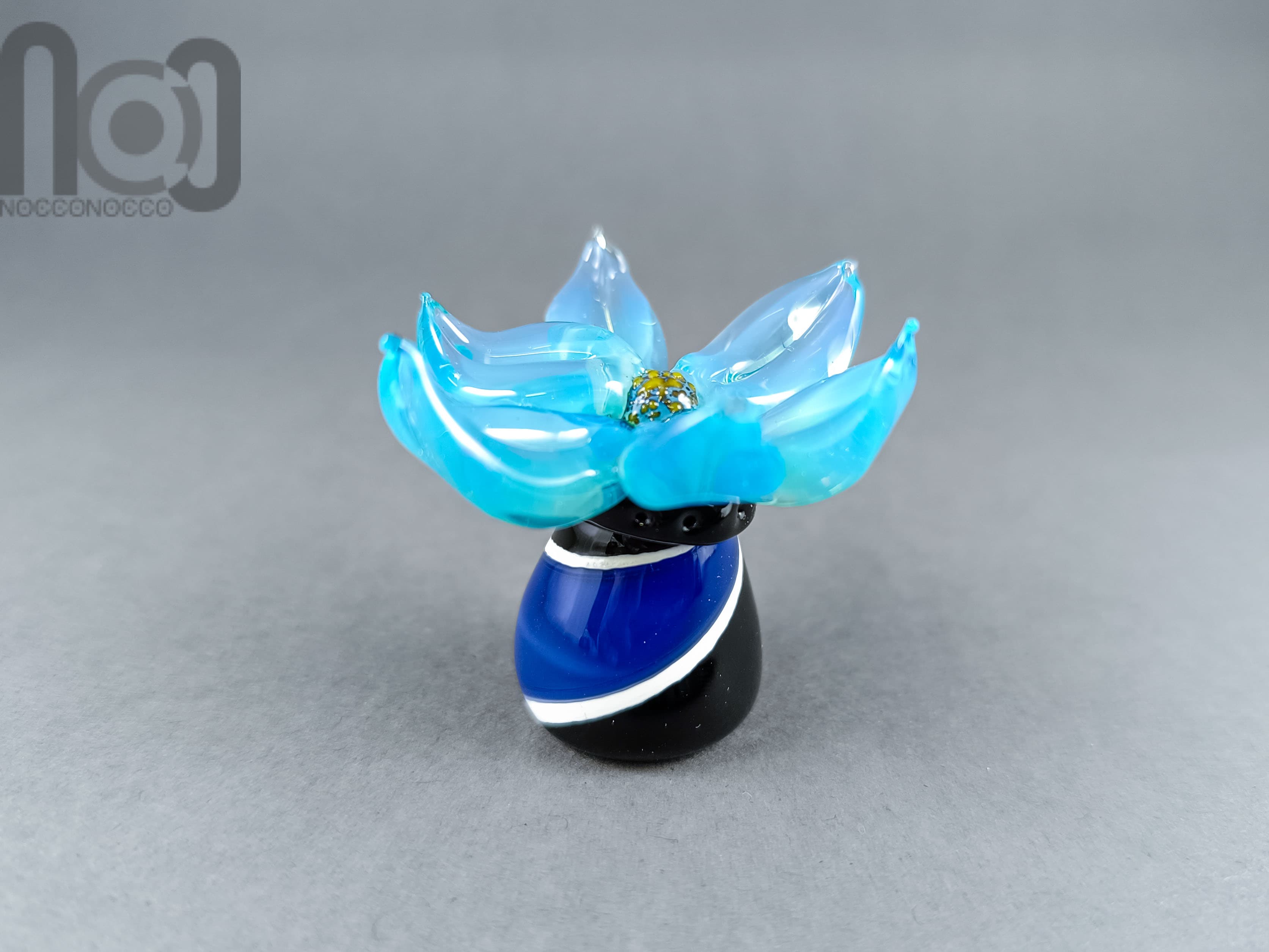 Blue Succulent — handmade borosilicate glass by NoccoNocco, detail view 2 of 3, made in Greece