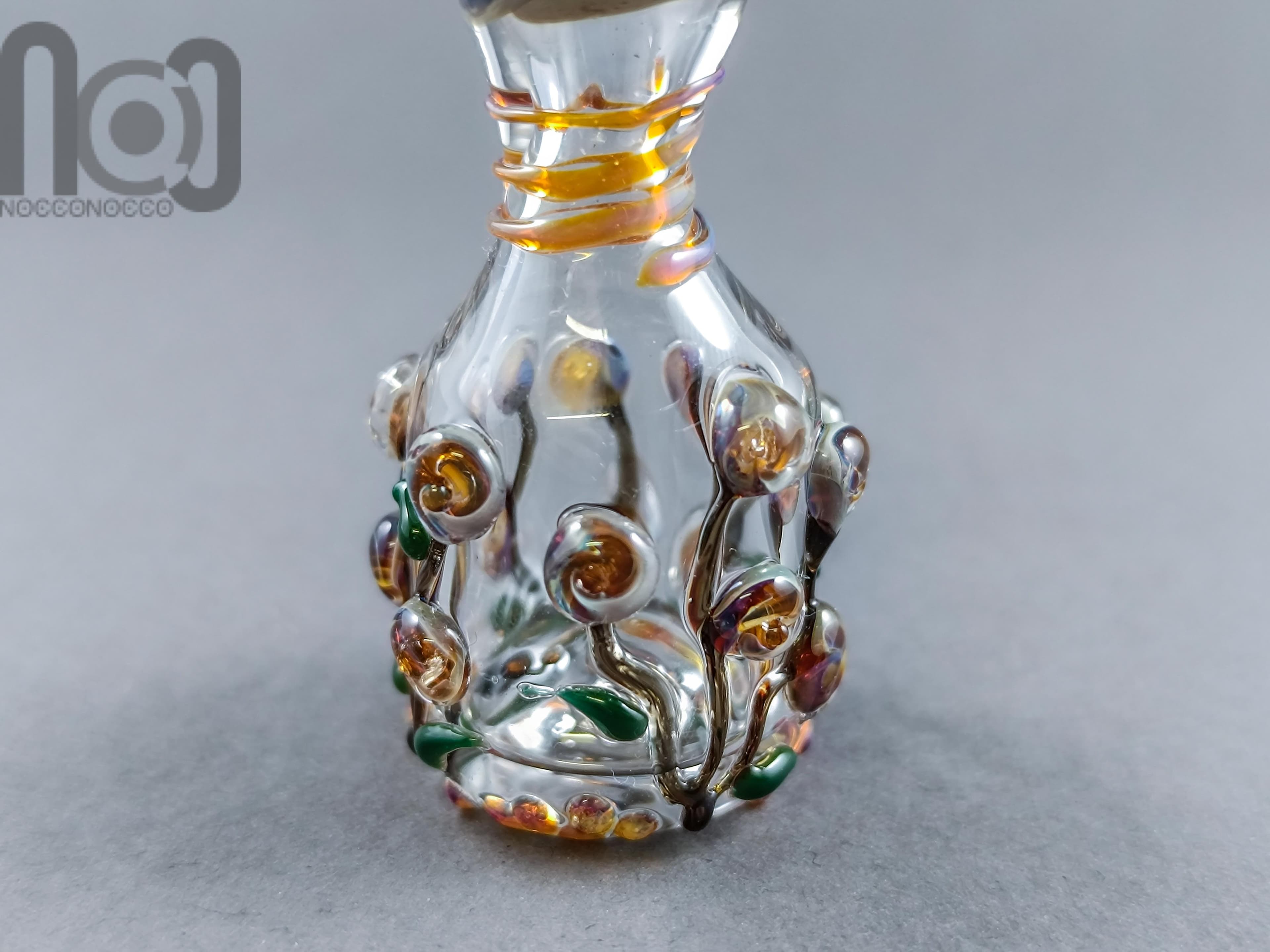 Bud Vase with Tiny Glass Flowers, v013 — handmade borosilicate glass by NoccoNocco, detail view 4 of 5, made in Greece
