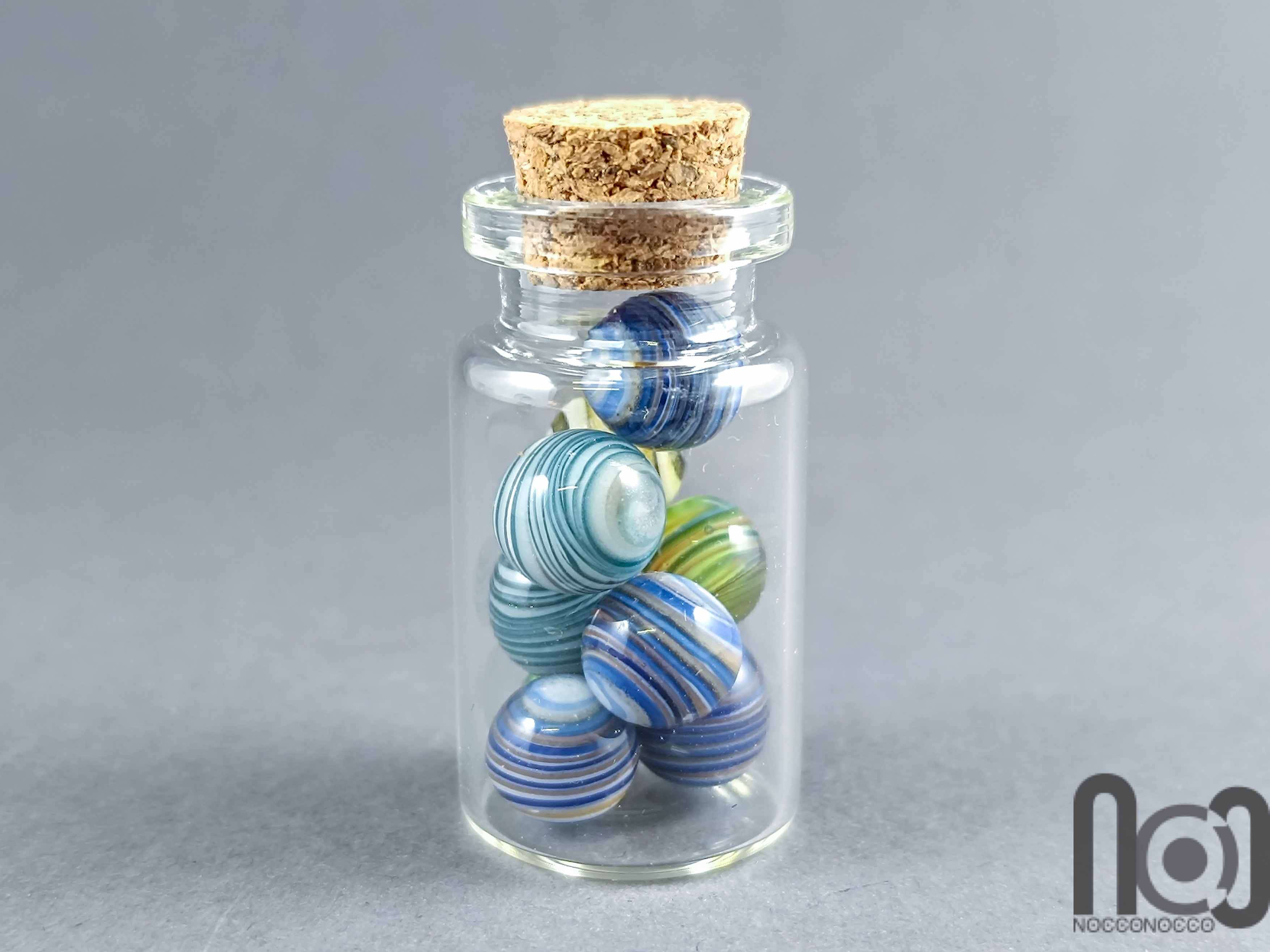Mini Glass Vial with Handmade Tiny Marbles, v589 — handmade borosilicate glass by NoccoNocco, made in Greece