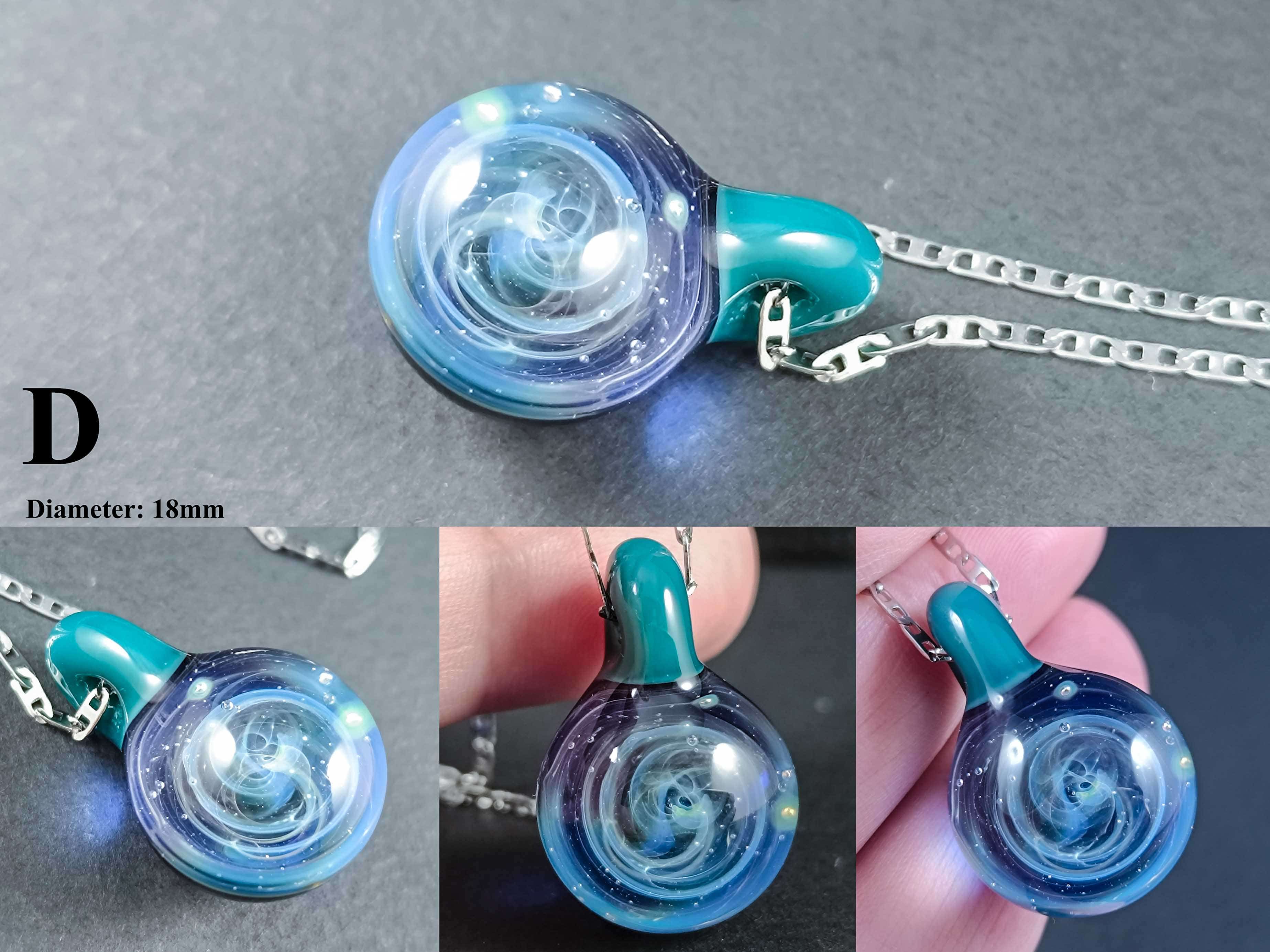 Galaxy Glass Pendant – Silver Fumed Necklace - 421 — handmade borosilicate glass by NoccoNocco, made in Greece
