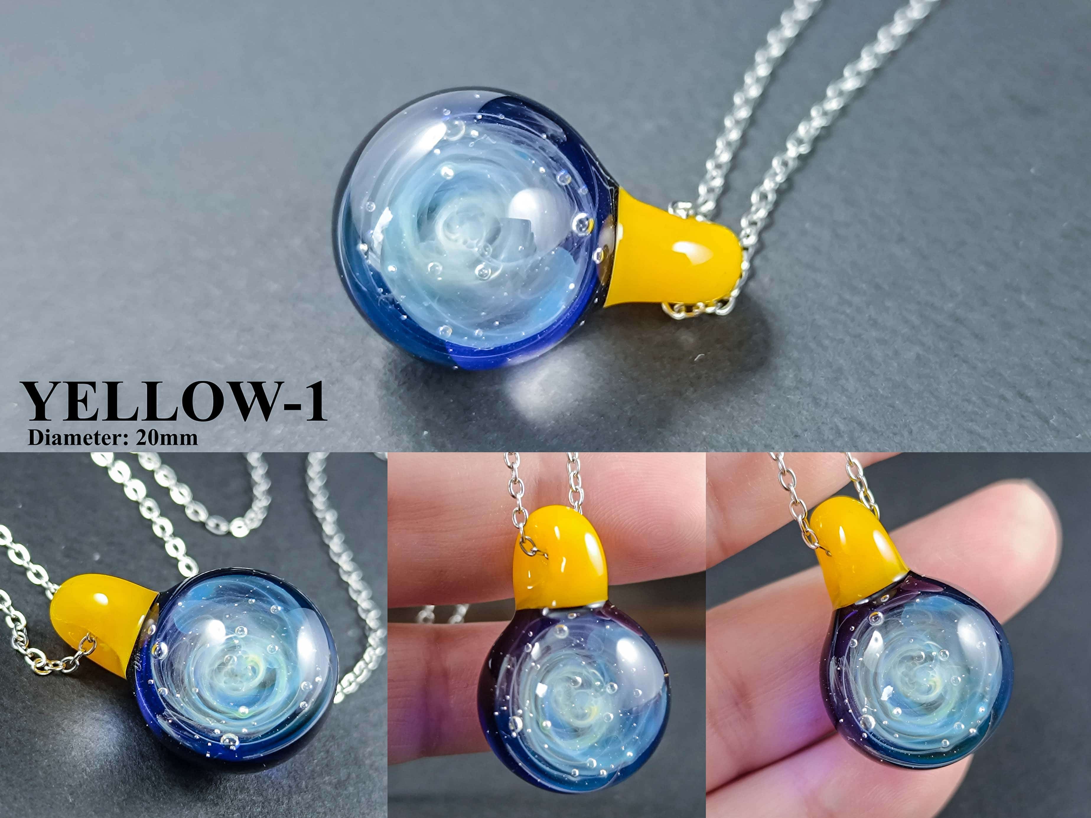 Galaxy Glass Pendant – Silver Fumed Necklace - 413 — handmade borosilicate glass by NoccoNocco, made in Greece