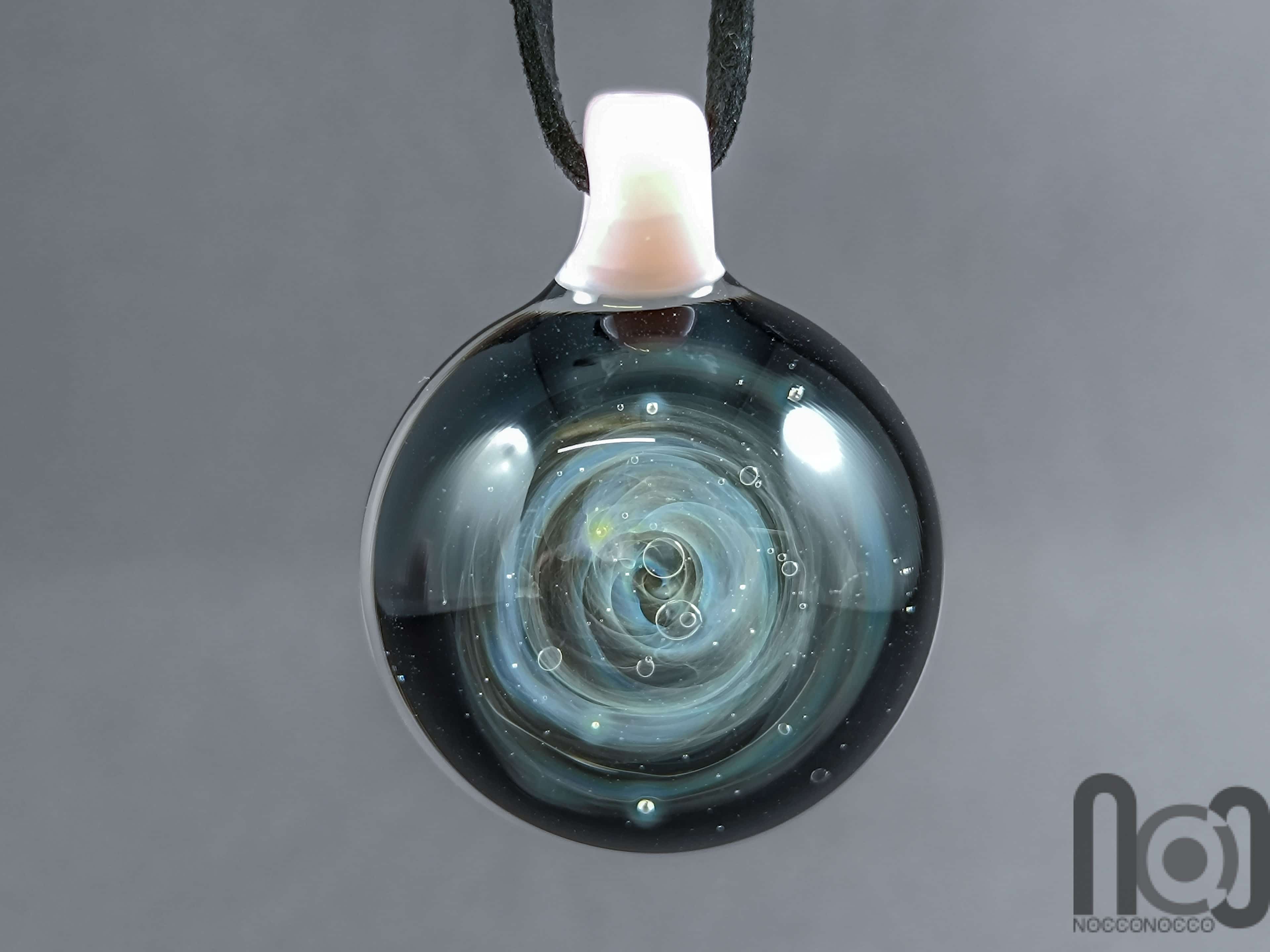 Galaxy Glass Pendant – Silver Fumed Necklace - 393 — handmade borosilicate glass by NoccoNocco, made in Greece