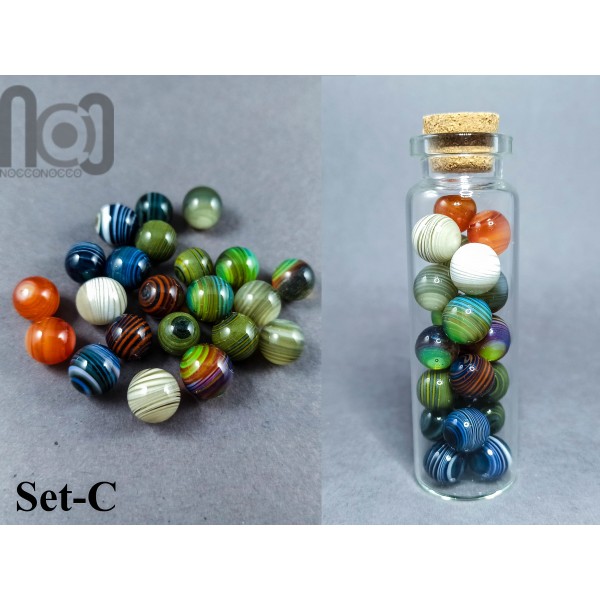 Mini Jar filled with tiny marbles, set-C
