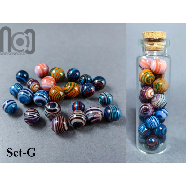Mini Jar filled with tiny marbles, set-G