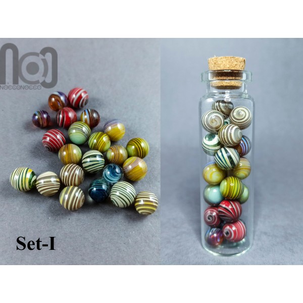 Mini Jar filled with tiny marbles, set-I