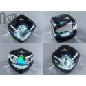 Glass Cube Galaxy Marble with An Opal, v380