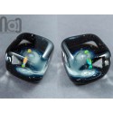 Glass Cube Galaxy Marble with An Opal, v380