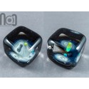 Glass Cube Galaxy Marble with An Opal, v380