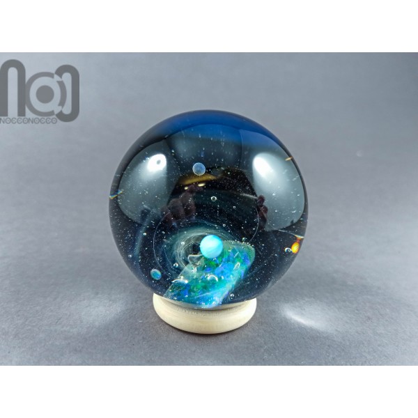 Large Galaxy Marble, With 4 Colorful Opal planets, v389