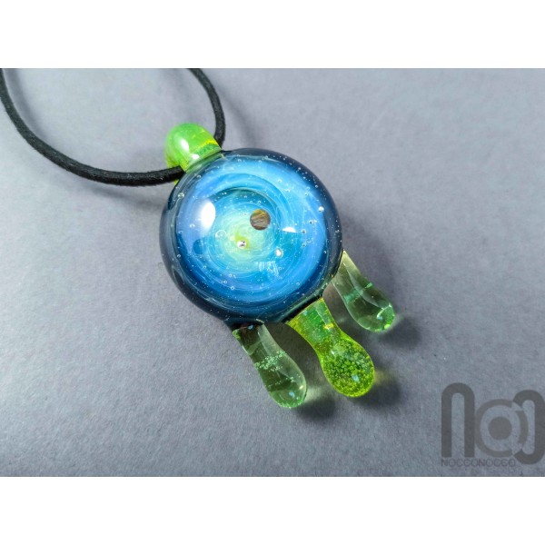 Dripping Galaxy Pendant with Opal Planet, v295