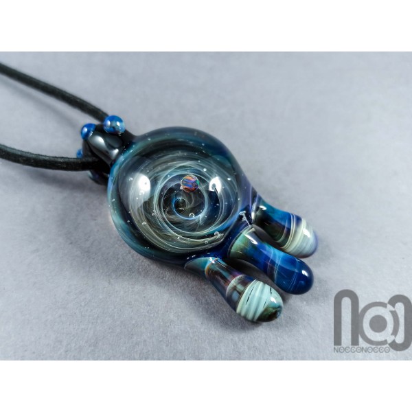 Dripping Galaxy Pendant with Opal Planet, v296