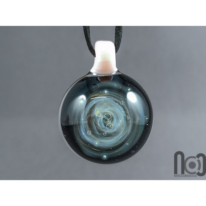 Galaxy Glass Pendant – Silver Fumed Necklace - 393