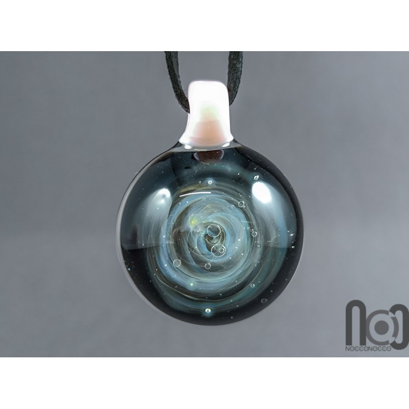 Galaxy Glass Pendant – Silver Fumed Necklace - 393