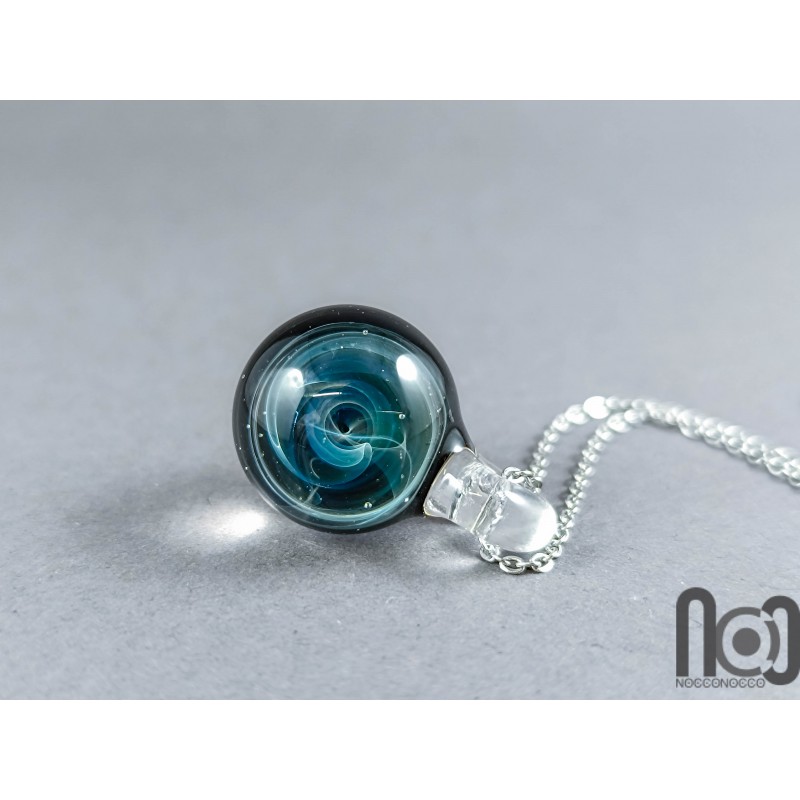 Galaxy Glass Pendant – Silver Fumed Necklace - 398