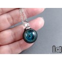 Galaxy Glass Pendant – Silver Fumed Necklace - 398