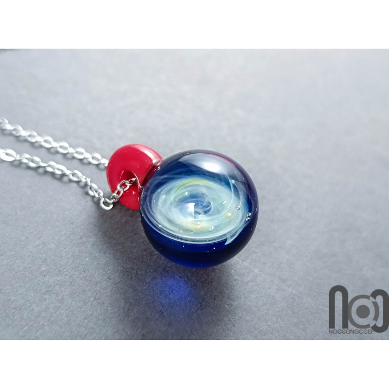 Galaxy Glass Pendant – Silver Fumed Necklace - 399