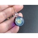 Galaxy Glass Pendant – Silver Fumed Necklace - 402