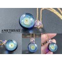 Galaxy Glass Pendant – Silver Fumed Necklace - 402