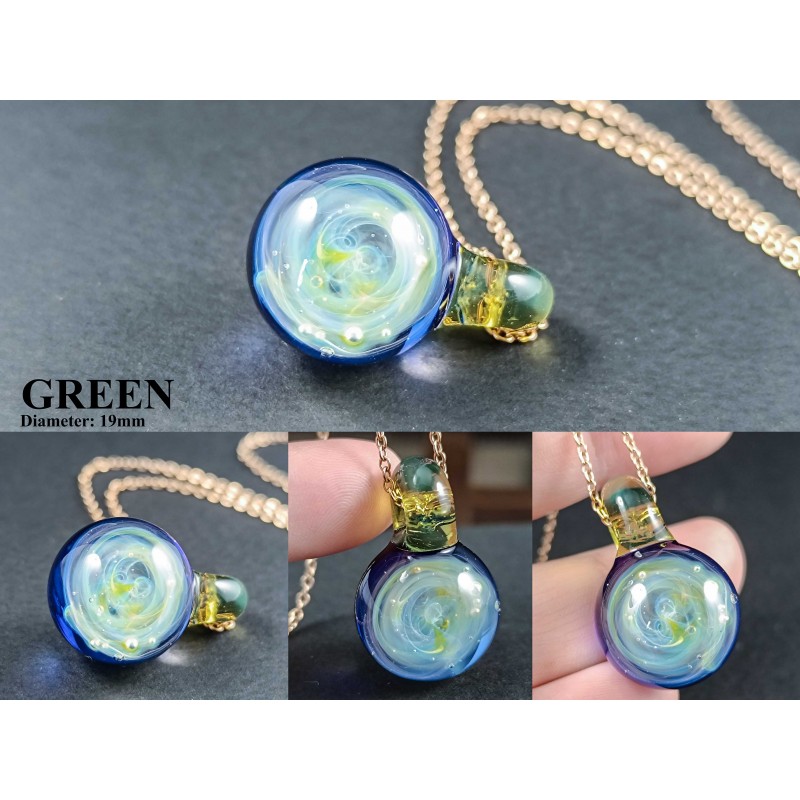Galaxy Glass Pendant – Silver Fumed Necklace - 403