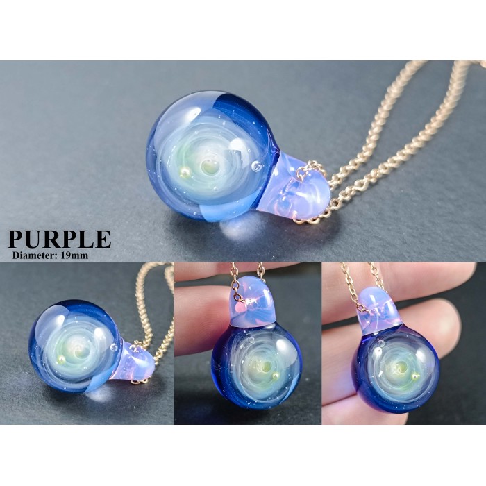 Galaxy Glass Pendant – Silver Fumed Necklace - 404