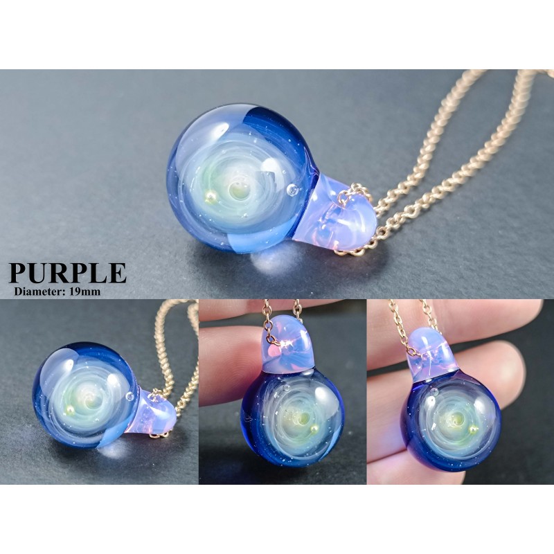 Galaxy Glass Pendant – Silver Fumed Necklace - 404