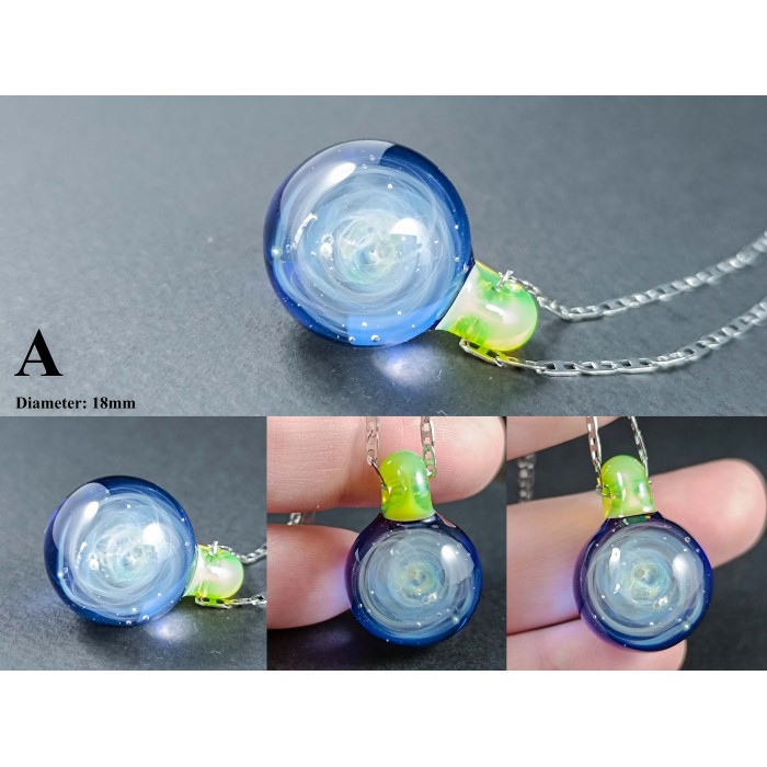 Galaxy Glass Pendant – Silver Fumed Necklace - 409