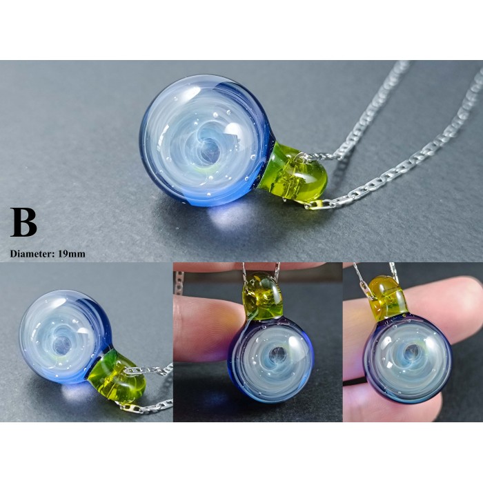 Galaxy Glass Pendant – Silver Fumed Necklace - 410