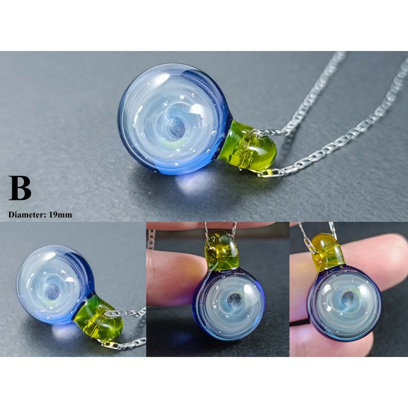 Galaxy Glass Pendant – Silver Fumed Necklace - 410