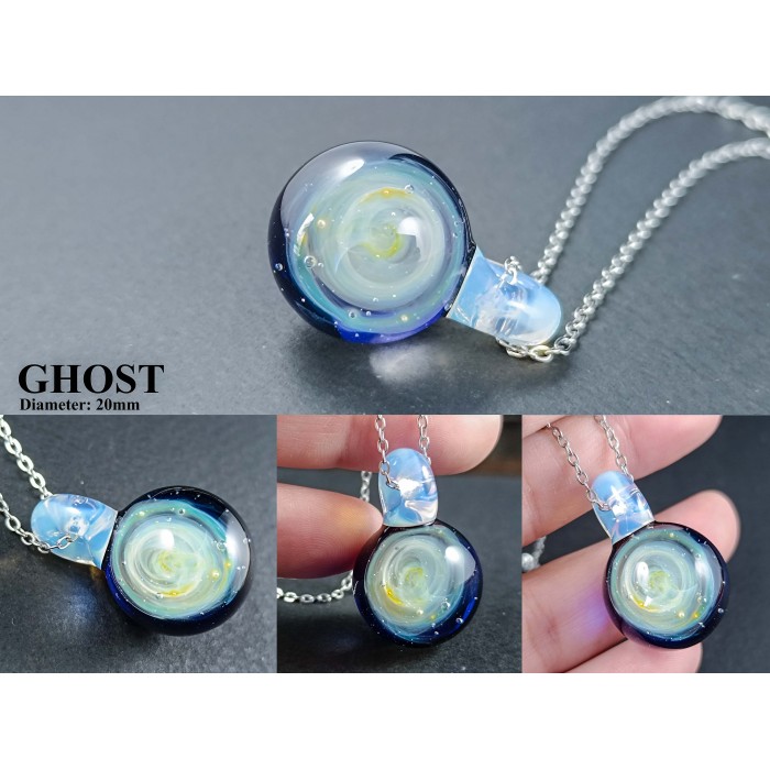 Galaxy Glass Pendant – Silver Fumed Necklace - 412