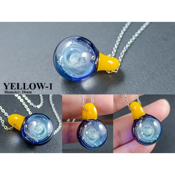 Galaxy Glass Pendant – Silver Fumed Necklace - 413