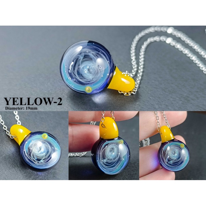 Galaxy Glass Pendant – Silver Fumed Necklace - 414