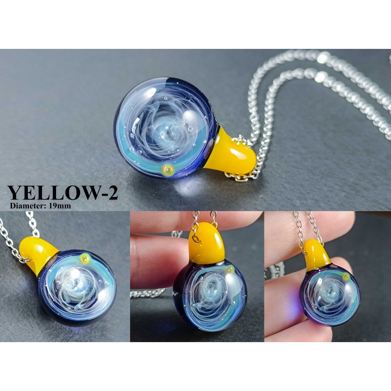 Galaxy Glass Pendant – Silver Fumed Necklace - 414