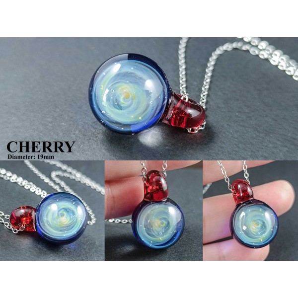 Galaxy Glass Pendant – Silver Fumed Necklace - 415