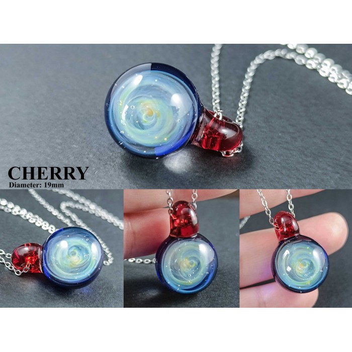 Galaxy Glass Pendant – Silver Fumed Necklace - 415