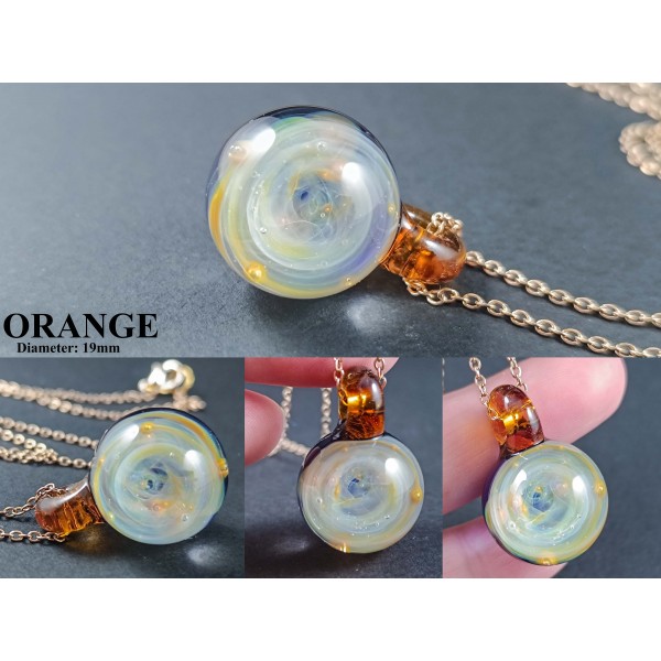 Galaxy Glass Pendant – Silver Fumed Necklace - 416