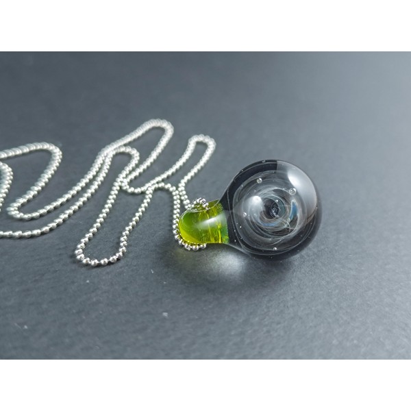Galaxy Glass Pendant – Silver Fumed Necklace - 417