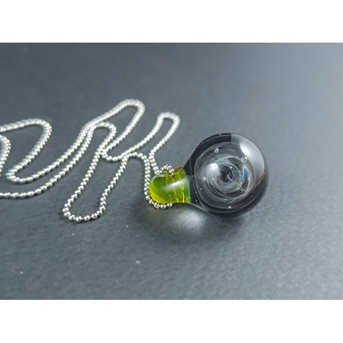 Galaxy Glass Pendant – Silver Fumed Necklace - 417