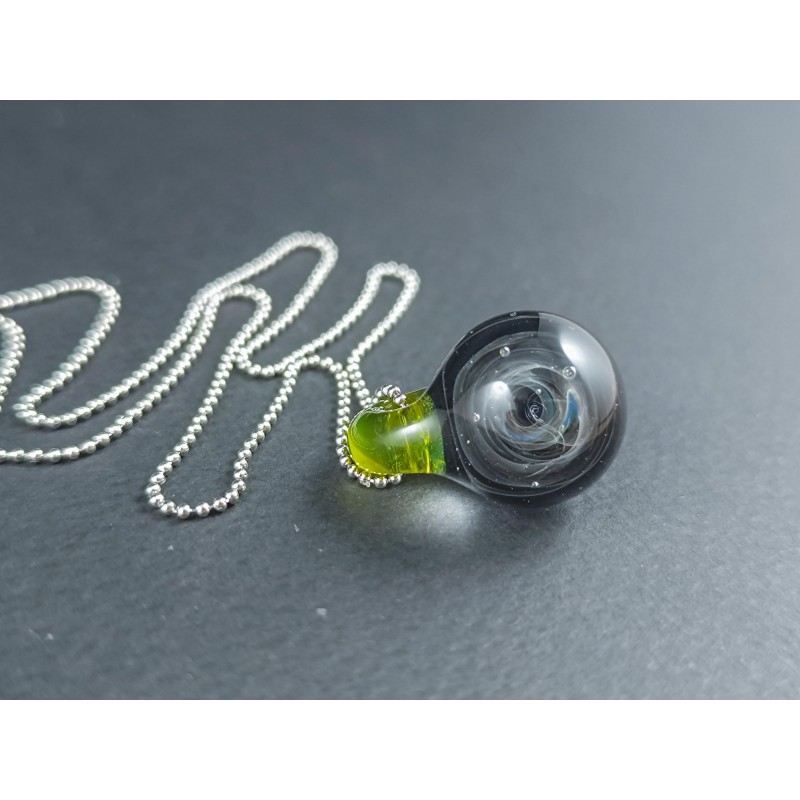 Galaxy Glass Pendant – Silver Fumed Necklace - 417