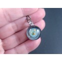 Galaxy Glass Pendant – Silver Fumed Necklace - 418