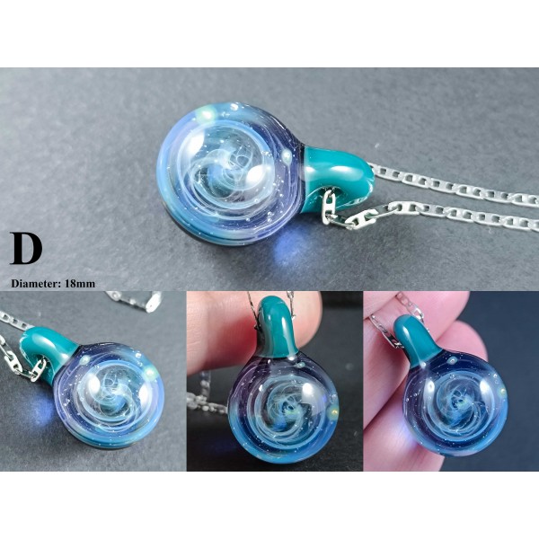 Galaxy Glass Pendant – Silver Fumed Necklace - 421