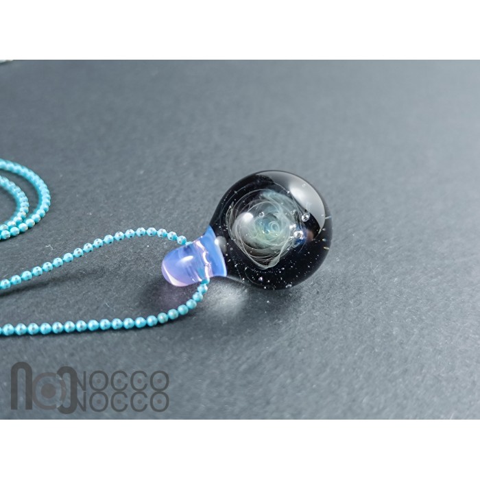 Galaxy Glass Pendant – Silver Fumed Necklace - 457