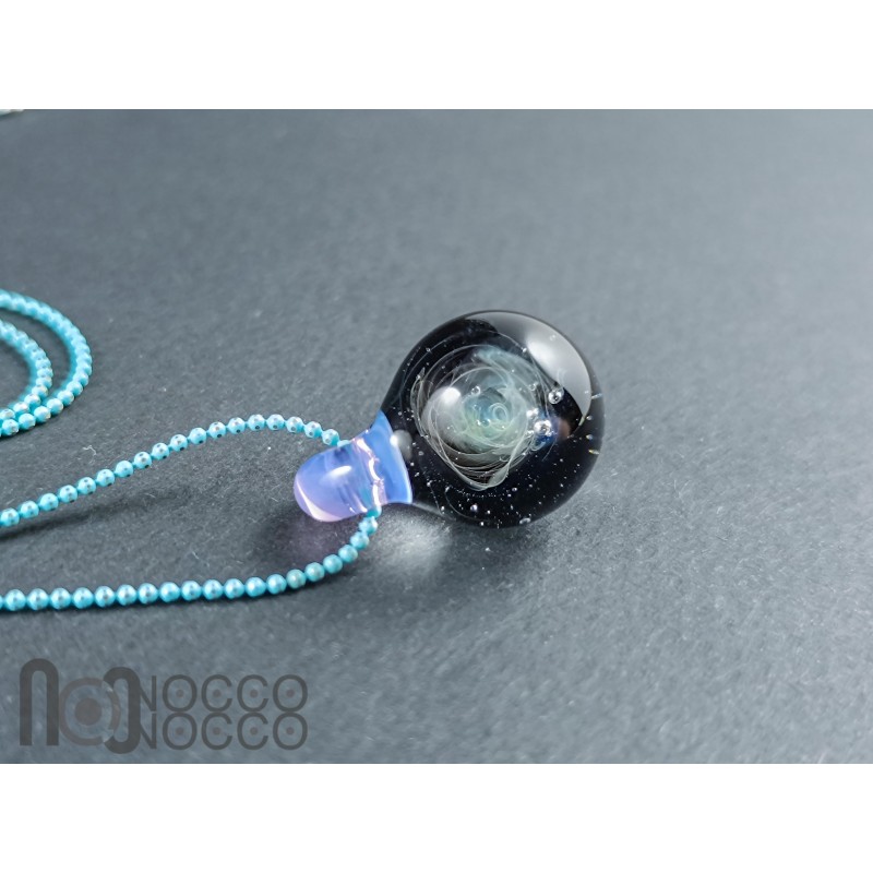 Galaxy Glass Pendant – Silver Fumed Necklace - 457