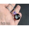 Galaxy Glass Pendant – Silver Fumed Necklace - 457