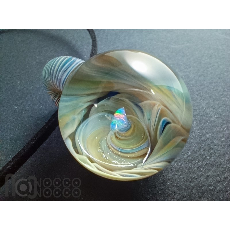 Handmade Glass Pendant – Diamond-Cut Opal – Handmade Borosilicate Necklace