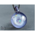 Purple Galaxy Glass Pendant – Silver Fumed Necklace, 461