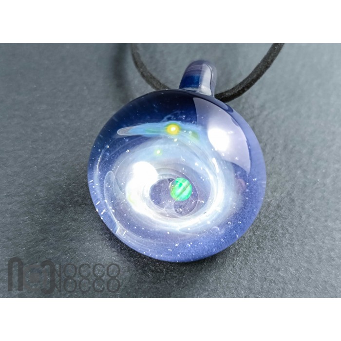 Purple Galaxy Glass Pendant – Silver Fumed Necklace, 461