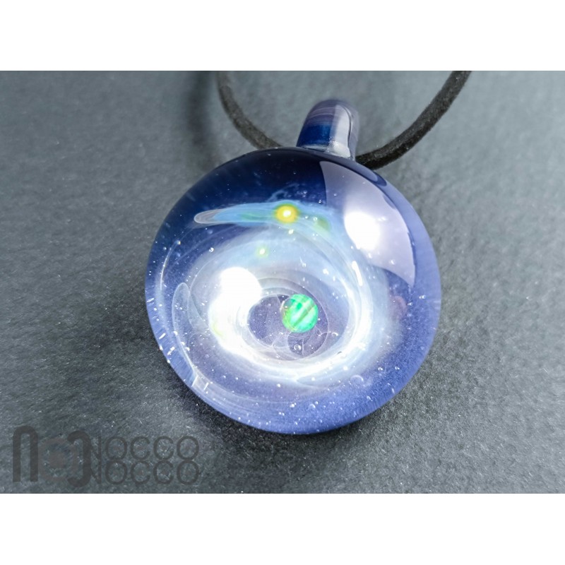Purple Galaxy Glass Pendant – Silver Fumed Necklace, 461