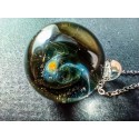 Silver & Gold Fumed Glass Galaxy Pendant – Handmade Borosilicate Necklace 